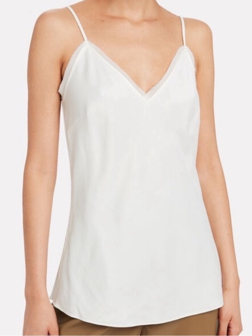 NWT Frame Denim Cream/White V-Neck Satin Camisole